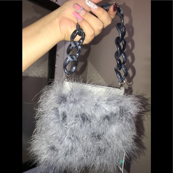 Mini Faux Feather Handbag - Picture 1 of 4